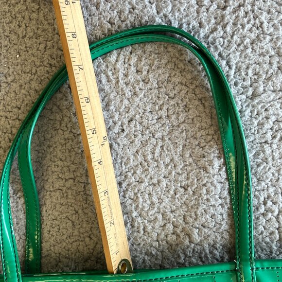 Kate Spade Tote Womens Green Patent Perforated Shoulder Bag Double Handles - Picture 15 of 15